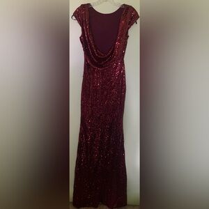 Windsor Burgundy Sequin Backless Dress